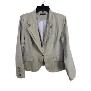 For Cynthia 100% Linen One Button Blazer Jacket Size Medium FLAWS